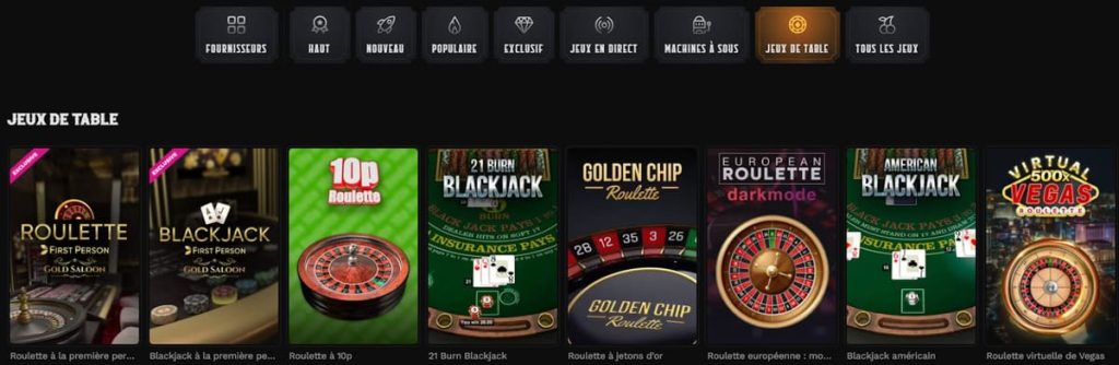 jeux table wildsino